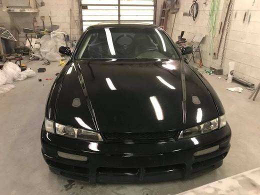The S14 head-on, lights in